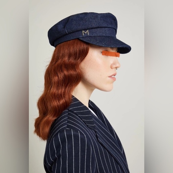 NWOT Marella by Max Mara Beret of Denim Cotton with Visor Lined. Sz:OS Spring - Picture 1 of 16